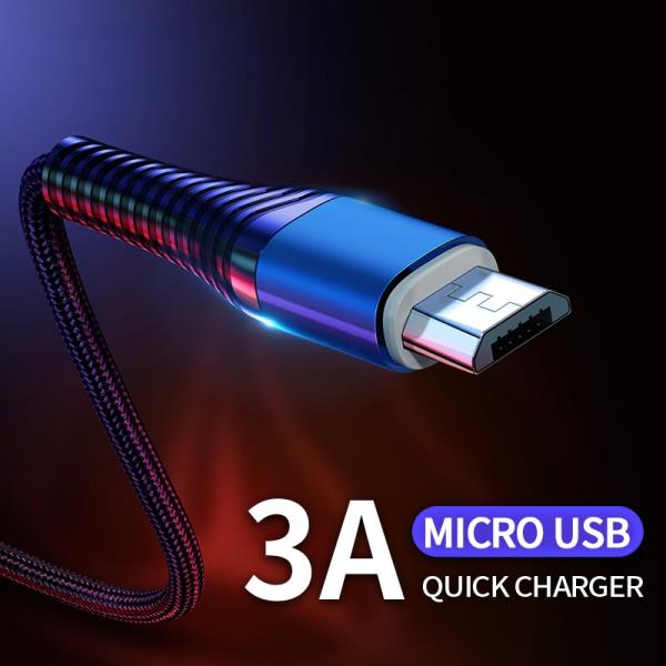 해외 무료배송 마이크로 USB 케이블 3A 빠른 충전 데이터 동기화 코드 Microusb 케이블 Andriod USB 와이어 화웨이 Xiaomi 삼성 htc에 대한 휴대 전화 케이