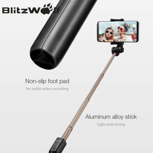 해외 무료배송 BlitzWolf BS3 3 1 범용 무선 블루투스 Selfie 스틱 미니 삼각대 확장 접이식 모노 포드 여행 아이폰 11 프로 X XR 8 삼성 틱 톡 Xiaomi