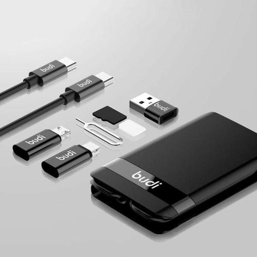해외 무료배송 BUDI 다기능 스마트 어댑터 카드 저장 데이터 케이블 USB 박스 iPhone 용 범용 무선 충전기 Xiaomi Huawei