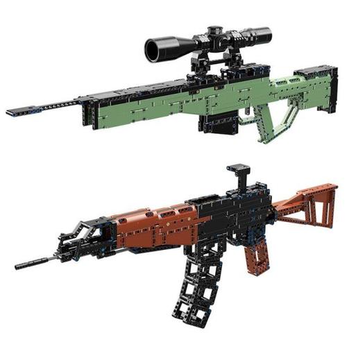 해외 무료배송총 큰 키트 호환 기술 PUBG M4A1 UZI kar 98K M6 AK47 빌딩 블록 SWAT 군사 ww2 세계 무기