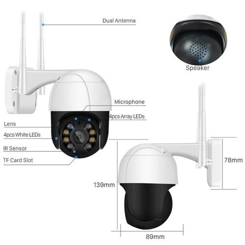 해외 무료배송1080P PTZ Wifi IP 카메라 4 배 디지털 줌 AI 인간 감지 무선 카메라 야외 H.265 P2P ONVIF 오디오 3MP 보안 CCTV 카메라
