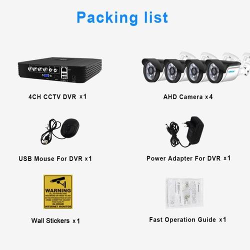 해외 무료배송Smar CCTV 4CH 720P/1080P AHD 카메라 키트 P2P HDMI H. 264 DVR 비디오 감시 시스템 방수 야외 보안 카메라 키트