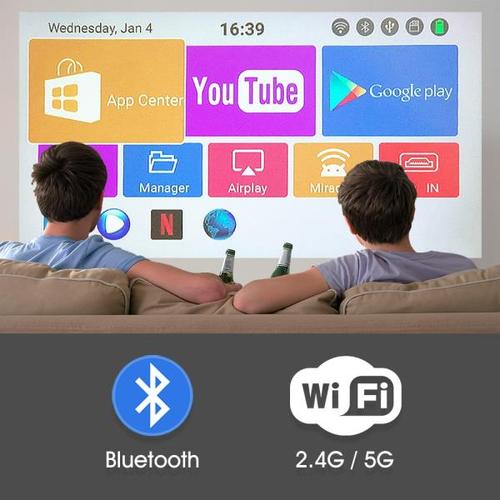 해외 무료배송 ALSTON C6 미니 4K DLP 안드로이드 9.0 프로젝터 WiFi 블루투스 4.0 휴대용 야외 영화 비디오 홈 시네마 지원 Miracast Airplay