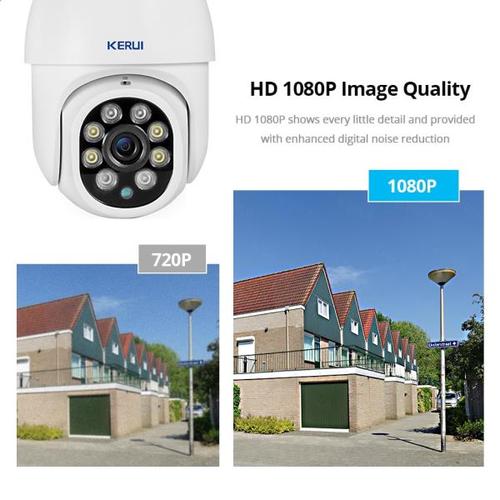 해외 무료배송KERUI 1080P PTZ Wifi IP 카메라 야외 4 배 디지털 줌 AI 감지 무선 카메라 H.265 P2P ONVIF 오디오 2MP 보안 CCTV 카메라