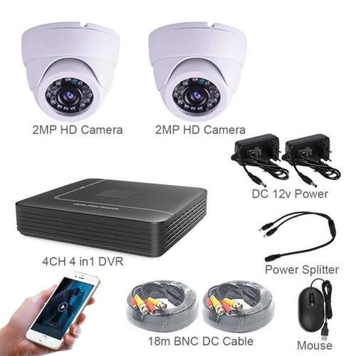 해외 무료배송4CH DVR CCTV 시스템 2PCS HD 카메라 1080P 2MP 1200 TVl 비디오 감시 AHD 돔 카메라 키트 보안 카메라 키트 감시