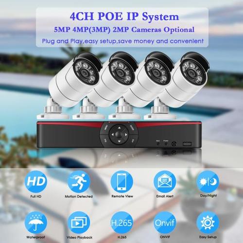 해외 무료배송Gadinan 4CH POE 비디오 보안 시스템 5MP 4MP 1080P 야외 비바람에 견디는 적외선 야간 투시경 IP 카메라 감시 CCTV 키트