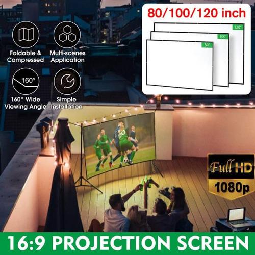해외 무료배송 BlitzWolf BW-VS2 휴대용 프로젝터 화면 커튼 80 인치/100 인치/120 인치 폴리 에스테르 접이식 압축 1080P