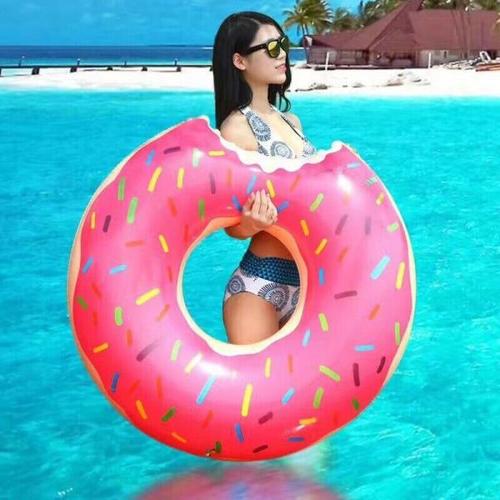 해외 무료배송 여름 야외 활동 풍선 도넛 수영 반지 수영장 부표 매트리스 두꺼운 PVC 여름 좌석 반지 장난감