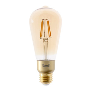 [오빠랑이케아가자] LUNNOM LED전구 E26 400루멘, 밝기조절, 물방울모양 브라운투명유리/003.450.21