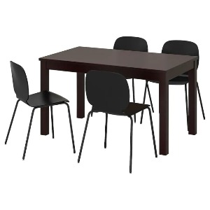 [오빠랑] 이케아 LANEBERG 라네베리 / SVENBERTIL 스벤베르틸 테이블+의자4, 브라운, 블랙 130/190x80 cm 793.047.96