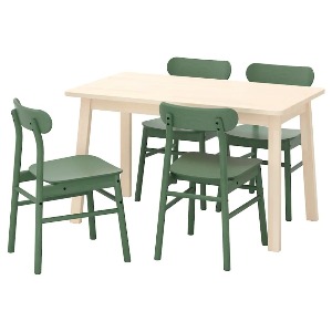 [오빠랑] 이케아 NORRAKER 노로케르 / RONNINGE 뢴닝에 테이블+의자4 그린 125x74 cm 592.972.40