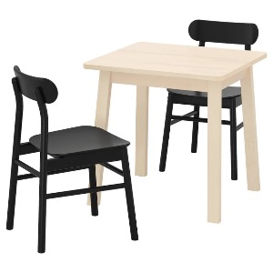 [오빠랑] 이케아 NORRAKER 노로케르 / RONNINGE 뢴닝에 테이블+의자2 블랙 74x74 cm 892.972.53