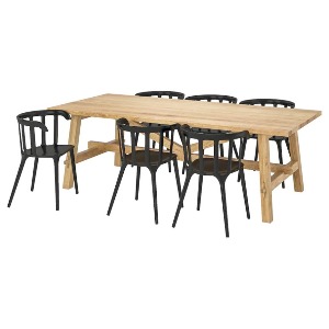 [오빠랑] 이케아 MOCKELBY/IKEA PS 2012 테이블+의자6, 참나무, 블랙 235x100 cm 591.317.92
