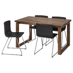 [오빠랑] 이케아 MORBYLANGA / BERNHARD 테이블+의자4 다크브라운 140x85 cm 892.460.89