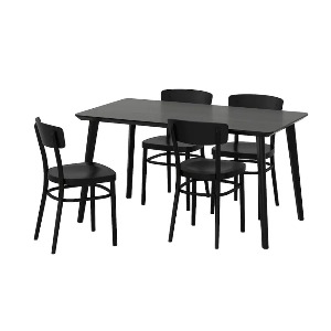 [오빠랑] 이케아 LISABO / IDOLF 테이블+의자4 블랙 140x78 cm 992.521.88