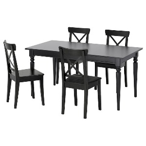[오빠랑] 이케아 INGATORP/INGOLF 테이블+의자4, 블랙, 브라운블랙 155 cm 792.511.75