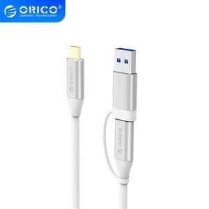 해외 무료배송 ORICO 데이터 케이블 유형-c에서 C &amp; A 듀얼 플러그 케이블 2 in 1 USB3.0 고속 전송 5A 10Gpbs 전화 용 충전 케이블