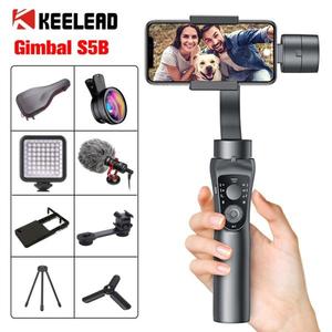 해외 무료배송 KEELEAD Gimbal Stabilizer S5B 3 축 블루투스 핸드 헬드 (포커스 풀 및 줌 포함) Xs Xr X 8 Plus 7 액션 카메라