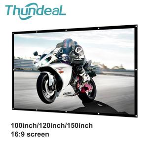 해외 무료배송 ThundeaL 프로젝터 스크린 100 120 150 인치 캔버스 안티 주름 흰색 프로젝션 스크린 Foldable 16:9 LED DLP 커튼