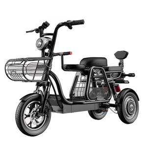 해외 무료배송 2020 새로운 전기 스쿠터 자전거 부모-자식 3 바퀴 전기 자전거 12 인치 500W 48V 강력한 전기 스쿠터 3 좌석