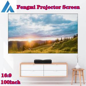 해외 무료배송 Fengmi 16:9 100 인치 프로젝터 스크린 소프트 커튼 4K HD TV 영화 홀로그램 가벼운 패브릭 스마트 홈 블랙 홈 시어터 레이저