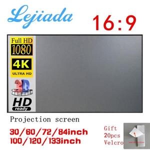 해외 무료배송 LEJIADA 영사기 간단한 커튼 반대로 가벼운 스크린 60 72 84 100 120 인치 가정 옥외 사무실 휴대용 3d HD 영사기 스크린