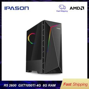 해외 무료배송 IPASON VGAME 게임용 데스크탑 컴퓨터 AMD R5 2600 1050TI GTX1060 3G/RX580 4G/8G 고주파 RAM/240G SSD 게임용 PC
