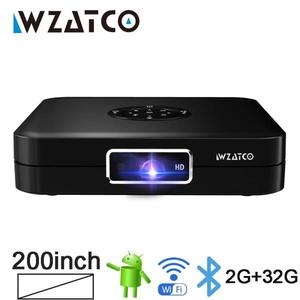 해외 무료배송 WZATCO D1 DLP 미니 3D 프로젝터 32G 안 드 로이드 5G WiFi 300 인치 빔 LED 스마트 포켓 시네마 프로젝터 지원 풀 HD 1080P 4K A
