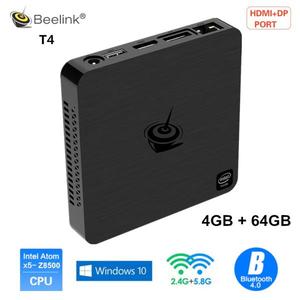 해외 무료배송 새로운 도착 Beelink T4 소형 PC 인텔 원자 x5-Z8500 Windows 10 4GB + 64GB 2.4/5.8GHz WiFi BT4.0 HDMI + DP