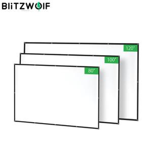 해외 무료배송 BlitzWolf BW-VS2 휴대용 프로젝터 화면 커튼 80 인치/100 인치/120 인치 폴리 에스테르 접이식 압축 1080P