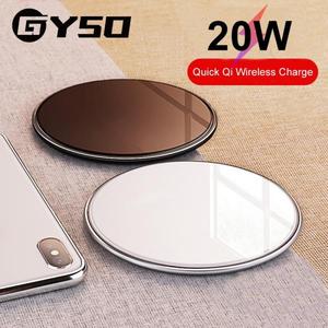 해외 무료배송 GYSO 20W 빠른 Qi 무선 충전기 아이폰 11 프로 X/XS 최대 XR 8 플러스 USB 무선 충전 패드 삼성 S9 S10 S20 참고 9 8