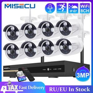 해외 무료배송MISECU 8CH NVR 3MP CCTV 무선 시스템 오디오 기록 야외 방수 P2P 와이파이 보안 Ai 카메라 세트 비디오 감시 키트