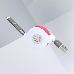 해외 무료배송 2 In 1 마이크로 USB 유형 C 콤보 남성 개폐식 데이터 충전 케이블 고속 휴대 전화 액세서리 (빨간색)