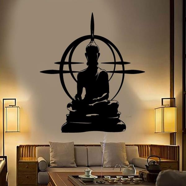 해외 무료배송 Vinyl Wall Sticker Buddha Chakra Mandala Mantra Meditation Home Art Deco Yoga Room Decoratio