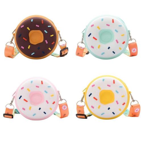 해외 무료배송 어린이 귀여운 도넛 숄더 가방 지퍼 Crossbody 핸드백 실리콘 어린이 캔디 가구 돌보는 어린이 장식품