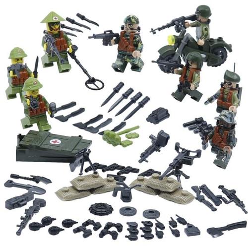 해외 무료배송WW2 육군 미니 군인 피규어 무기 액세서리 작은 빌딩 블록 WW2 군인 피규어 총 부품 벽돌 아이 장난감