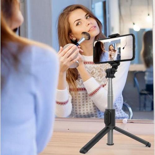해외 무료배송 2020 새로운 1m 길이 3 in1 무선 블루투스 Selfie 스틱 확장 가능한 핸드 헬드 Monopod 접이식 미니 삼각대 셔터 원격