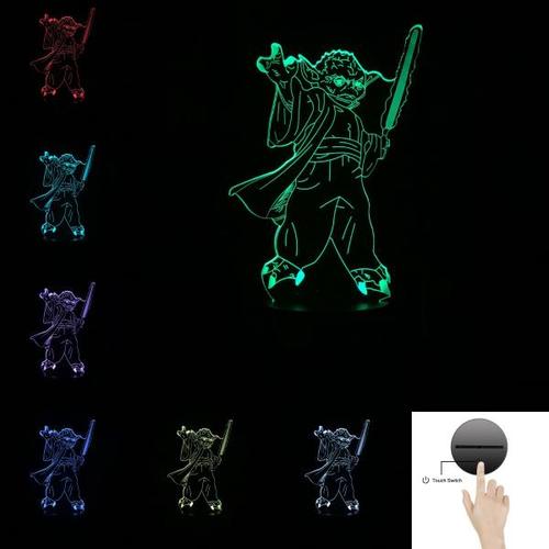 해외 무료배송 Yoda 3D 램프 RGB LED USB 무드 테이블 램프 침실 밤 빛 여러 가지 빛깔의 터치 원격 Luminaria 균열 용암 자료 아이 소년 선물