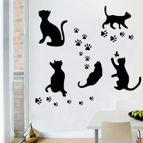 해외 무료배송 검은 고양이 벽 스티커 홈 거실 장식 침실 장식 타일 스티커 벽화 방수 아트 홈 데코 스티커