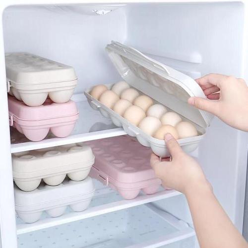 해외 무료배송 12 그리드 Stackable Egg Storage Box 냉장고 Crisper 가정용 계란 상자 구획 계란 트레이 주방 조리 보존 도구