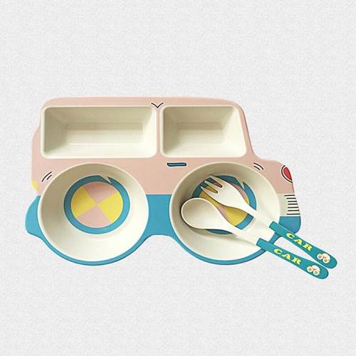 해외 무료배송 가정용 주방 액세서리 아기 귀여운 식기 자동차 구획 자연 대나무 섬유 그릇 컵 어린이 식기