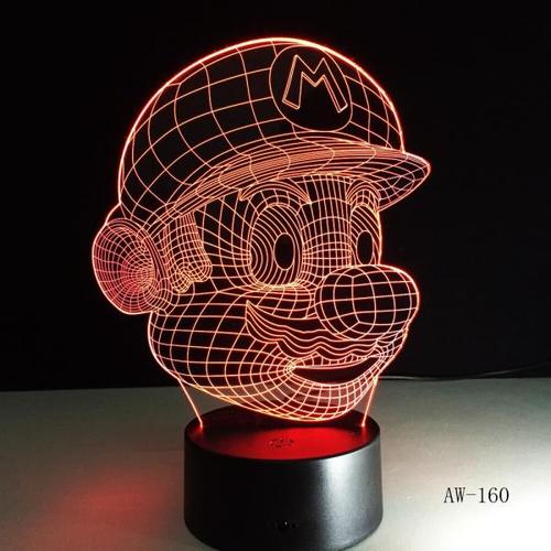 해외 무료배송 7 색 변경 3D 만화 게임 슈퍼 마리오 LED 야간 조명 LED 무드 램프의 USB 케이블 어린이 장난감 160