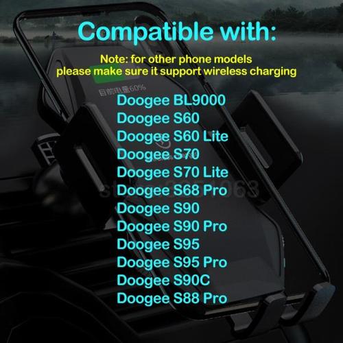 해외 무료배송Qi 10W 빠른 자동차 무선 충전기 Doogee S95 S90 S90C S88 S68 프로 S60 S70 라이트 BL9000 자동 클램핑 자동차 전화 홀더