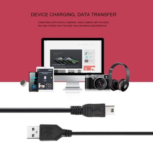 해외 무료배송 고속 80cm USB 2.0 남성 A 미니 B 5 핀 충전 케이블 디지털 카메라 핫 스왑 가능 USB 데이터 충전기 케이블 블랙