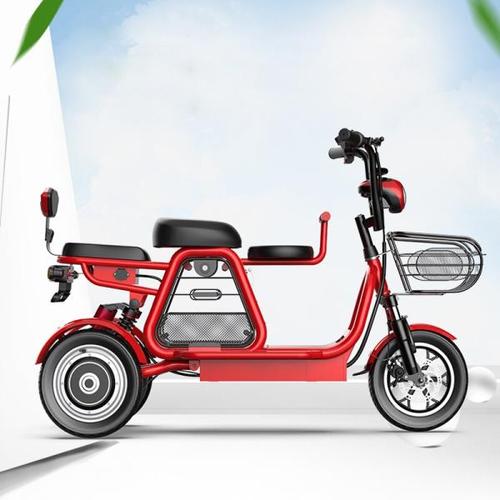 해외 무료배송 2020 새로운 전기 자전거 부모-자식 3 바퀴 전기 자전거 대형 리튬 배터리 12 인치 전자 자전거 500W 48V 강력한 전자 자전거