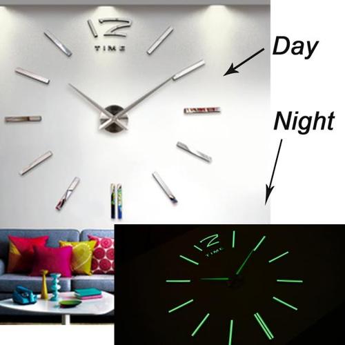 해외 무료배송 새로운 빛나는 벽시계 대형 시계 시계 Horloge 3D DIY 아크릴 거울 스티커 석영 Duvar Saat Klock 현대 음소거