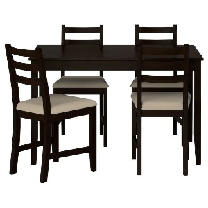 [오빠랑] 이케아 LERHAMN 레르함 테이블 의자4 블랙브라운 비타뤼드 118x74 cm 493.062.59