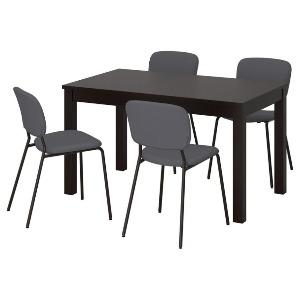 [오빠랑] 이케아 LANEBERG 라네베리 / KARLJAN 칼리안 테이블+의자4 다크그레이 130/190x80 cm 693.047.73
