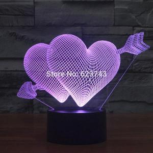 해외 무료배송 색상 사랑의 화살표를 변경 아크릴 3D LED 야간 조명 USB LED 장식 테이블 램프 아기 수면 분위기 램프 큐피드의 화살표