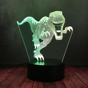 해외 무료배송 공룡 3D 비전 램프 Muticolors Led RGB 나이트 라이트 키즈 보이 잠자는 방 장식 어린이 생일 무드 램프 드롭 배송